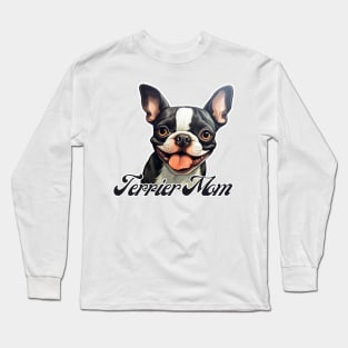 Boston Terrier Mom T-Shirt - Dog Lover Gift, Pet Parent Apparel Long Sleeve T-Shirt